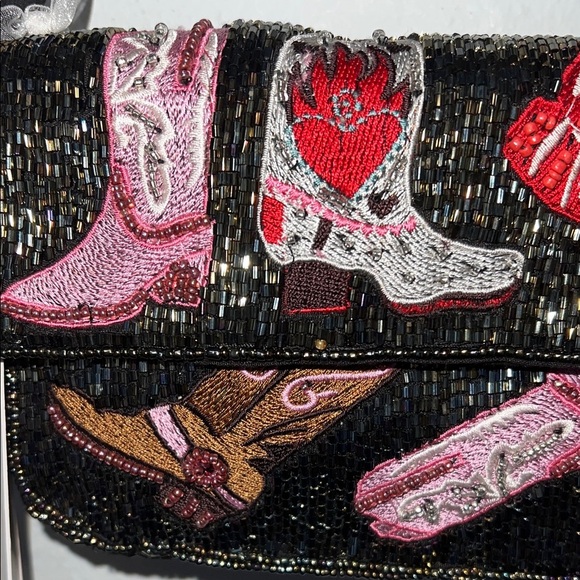 From India To You | Cowgirl Boot Embroidered Beaded Shoulder Bag - Picture 9 of 15